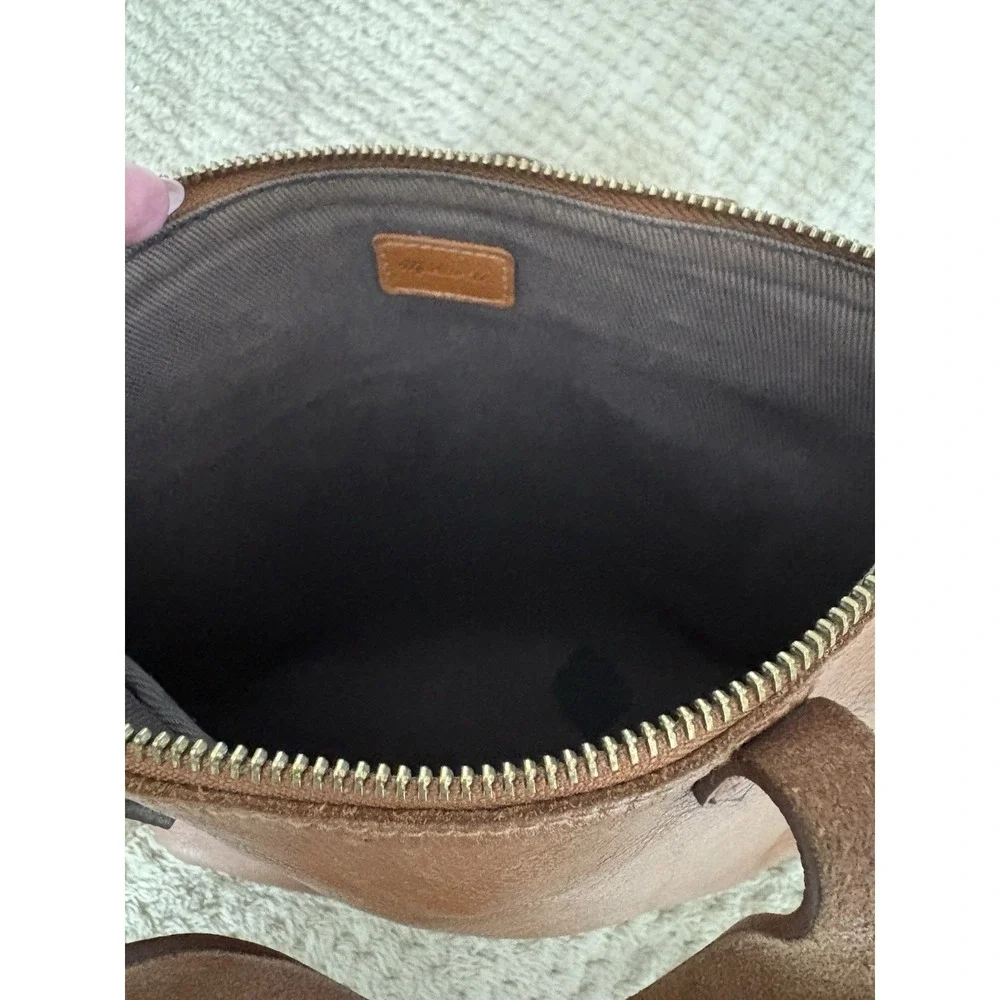 Madewell the Zip Top Transport Tote Bag Small Crossbody in Brown English Leather